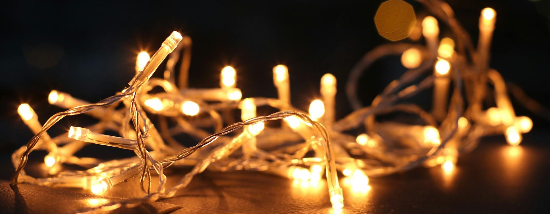 String of lights on a dark background